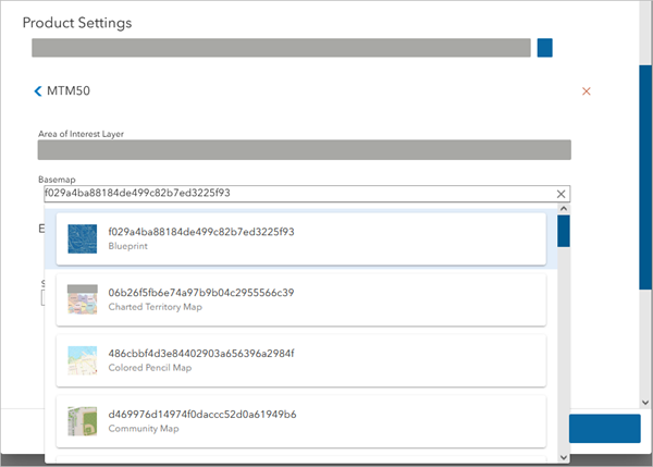 Product Settings Basemap options Product Settings Basemap options