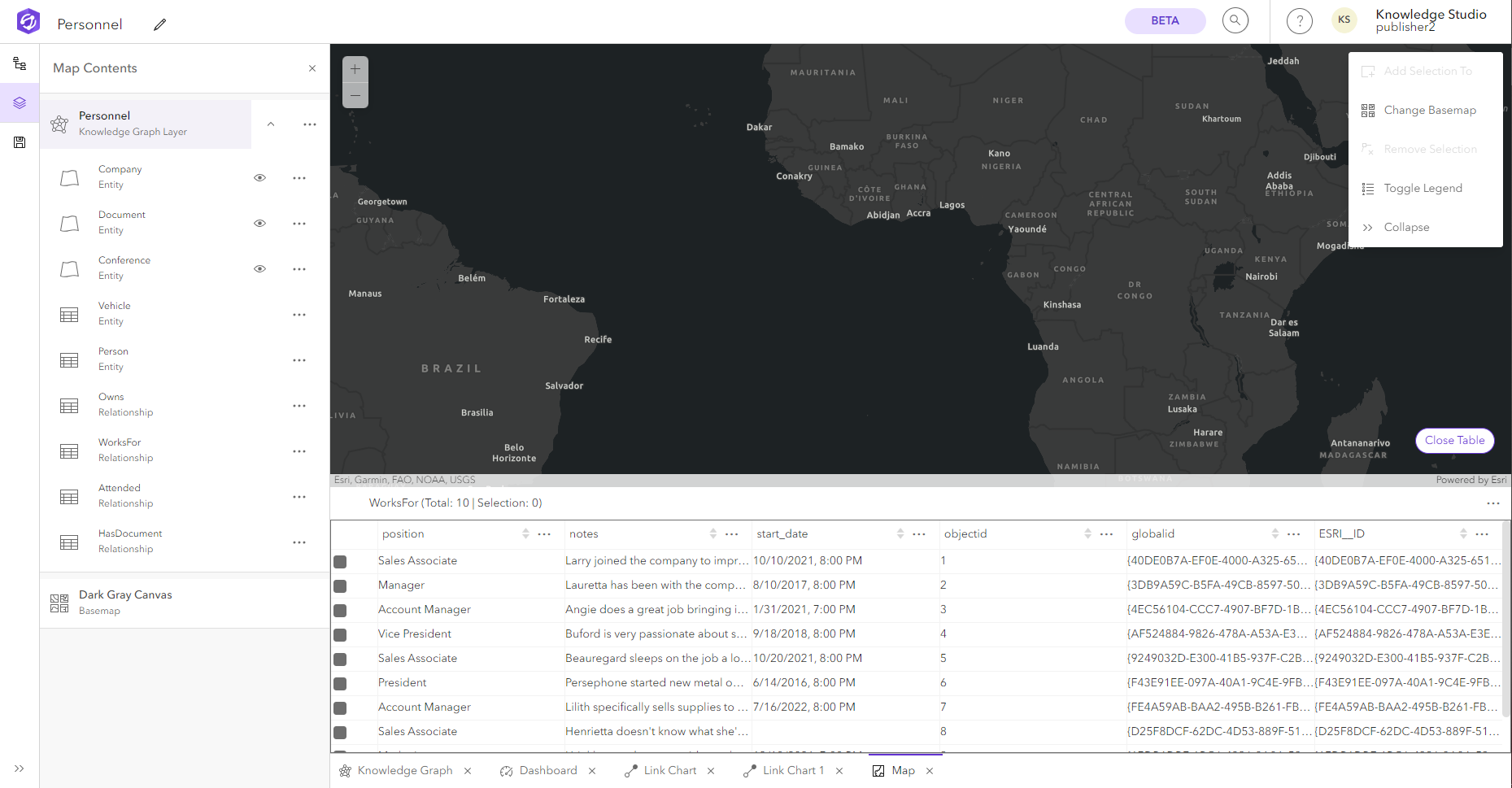 Map with table open Map with table open